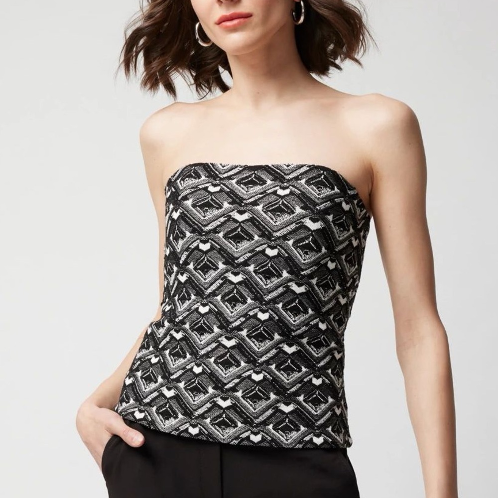 WHBM BLACK & WHITE GRAPHIC PRINT BUSTIER